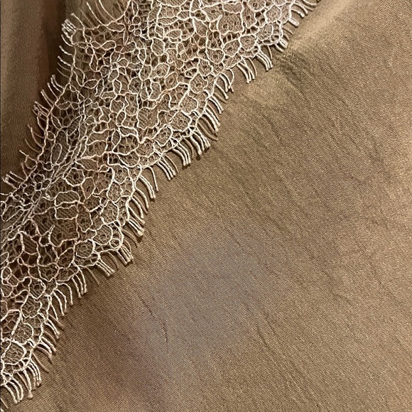 Elegant Tan Lace-Trimmed Maxi Slip Dress - Picture 3 of 5